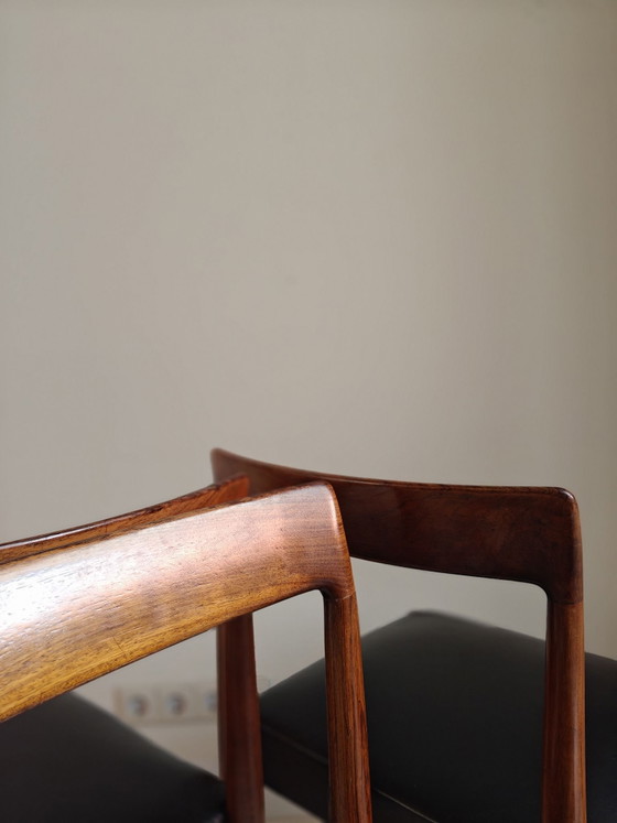Design Dining chairs Lubke set of six, Wood, Leather, Brown (photo 10 of 14)