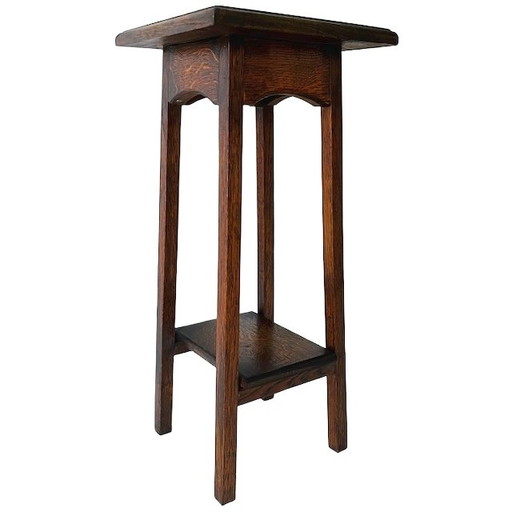 Tall vintage plant table dark oak