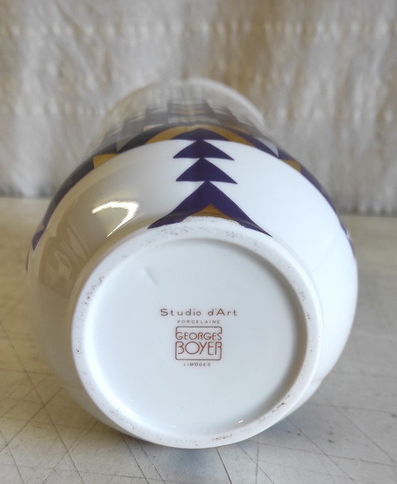Image 1 of Vase style Art-Déco en porcelaine de Limoges par Georges Boyer 
