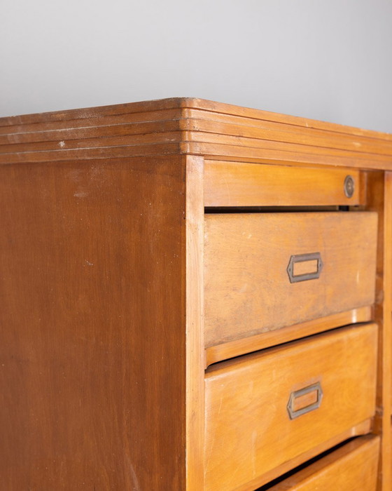 Image 1 of Vintage 50s Wooden Filing Cabinet with 33 Drawers, Design by A. Gorgone