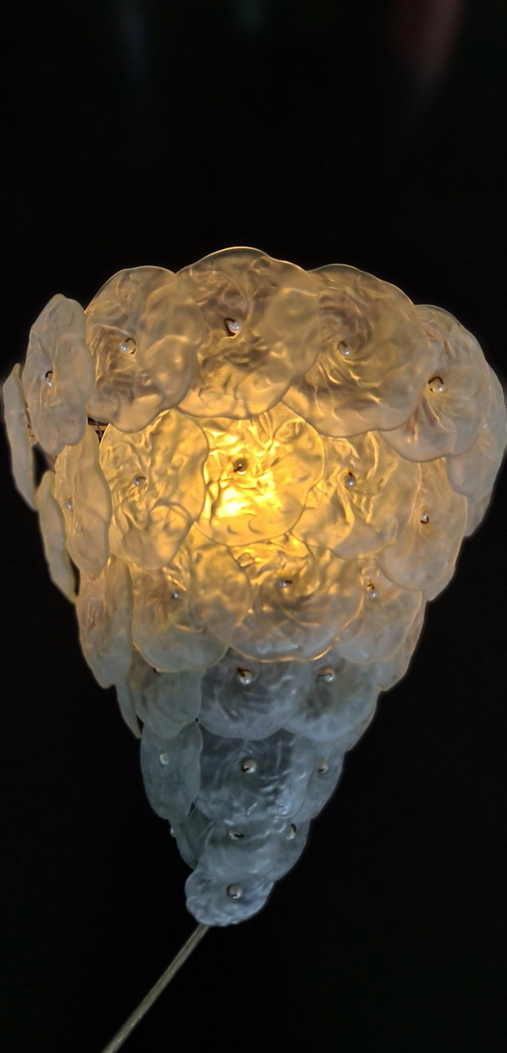 Image 1 of Lampada da parete in vetro di Murano degli anni '60/'70 con cestino di fiori.