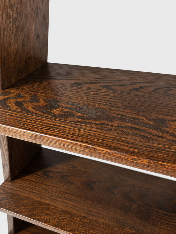 Image 1 of Vintage Brutalist oak pyramid bookcase / wall rack – Netherlands, 1970s