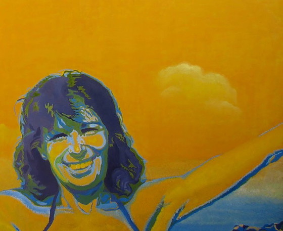 Original Oil Painting Contemporary Art Woman Higher Than Clouds – Paintings & Drawings, Canvas (photo 7 of 7)