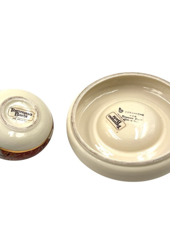 Image 1 of Tommaso Barbi, Table top smoking set, ceramic ashtray and table lighter, B Ceramiche Italy 1970