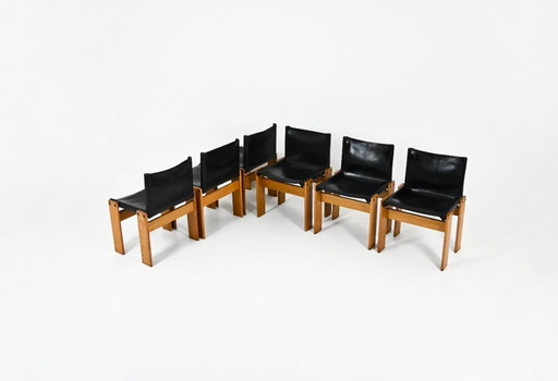Chaises de salle à manger Monk, conçues par Afra et Tobia Scarpa pour Molteni, années 1970, lot de 6