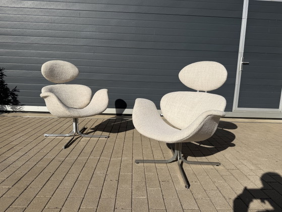 2x 1. Edition Artifort Big Tulip Neuwertig! Pierre Paulin in Beige/Ecru Bouclé – Sessel, Textile (photo 12 of 12)