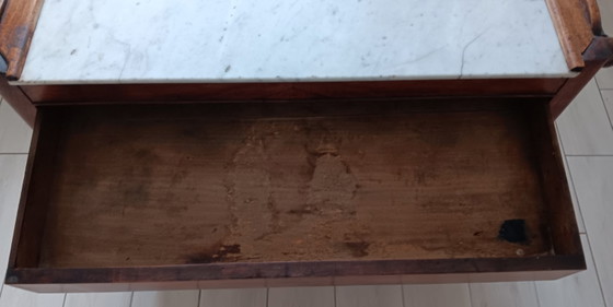 Antiker Louis-Philippe-Frisiertisch / Servierwagen aus Holz und Marmor – Schminktische, Marble (photo 5 of 5)