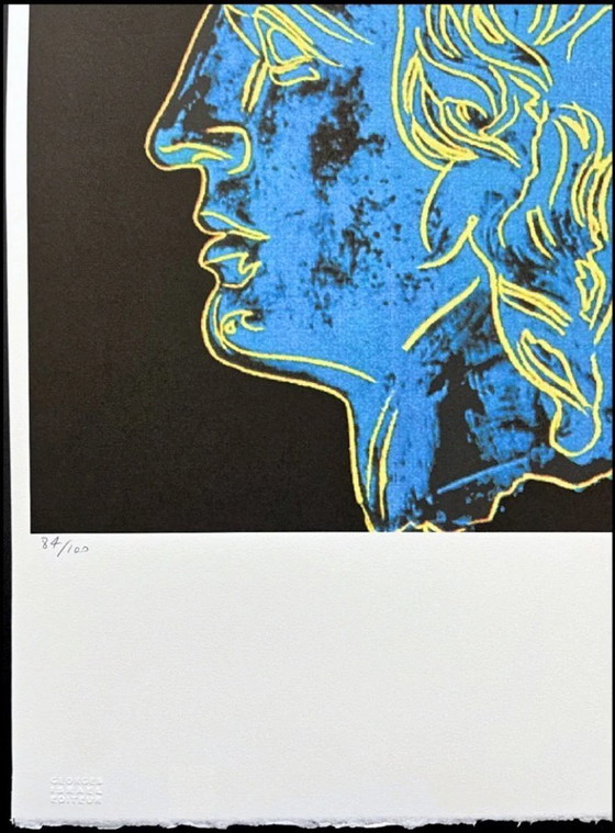 Image 1 of 1986 Carnegie Museum of Art After Andy Warhol "Alexander the Great - Blue on Black Background" Lithograph