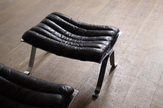 Arne Norell Ari Lounge Chair con Otomana Suecia 1966 – Sillones, Leather, Vintage (photo 12 of 14)