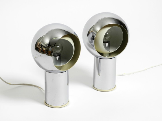 Image 1 of Paar schöne große Mid Century Space Age Chrom Tischlampen - Made in Italy