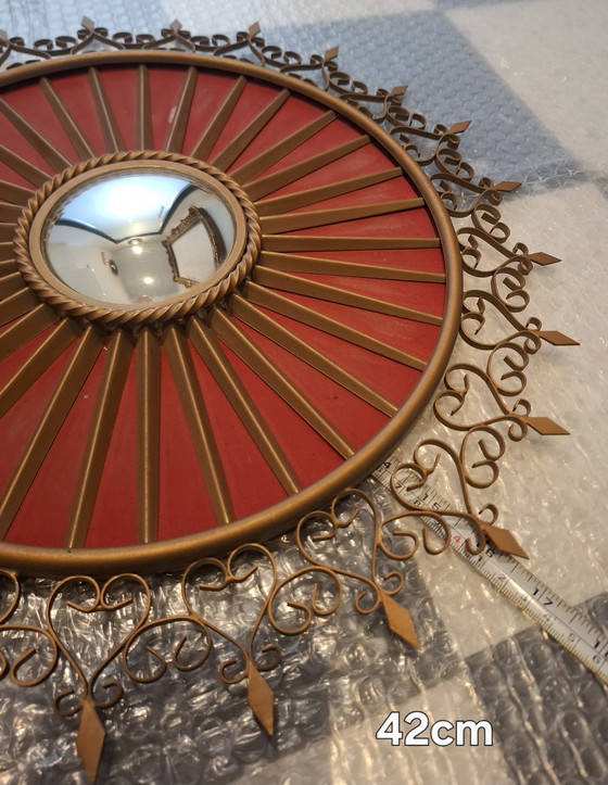 Image 1 of Rare miroir soleil chaty vallauris 42cm verre convexe 1960