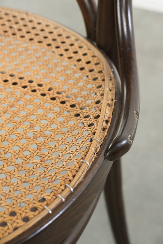 4x Original vintage Thonet Long John design webbing dining chair/bistro chair with curved wood – Klassiek (photo 12 of 13)