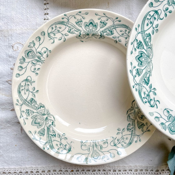 Set di 6 Piatti Fondi Antichi Ironstone "Figuig" – Longchamp XIX Secolo – Stoviglie, Vintage (photo 8 of 9)