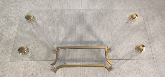 😍✨ Very Beautiful Vintage 80s Roméo Réga Console - Altuglas, Brass & Beveled Glass ✨😍 – Romeo Rega (photo 3 of 19)