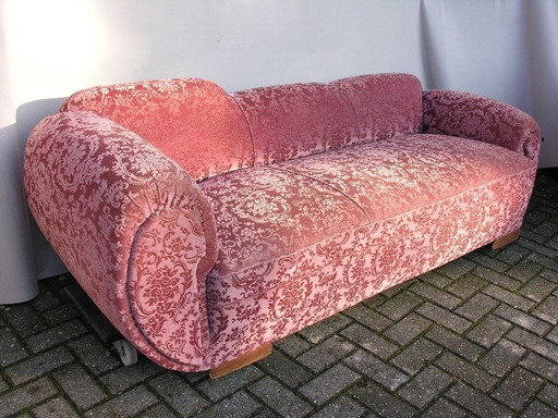 Art deco chaise longue met 2 fauteuils 