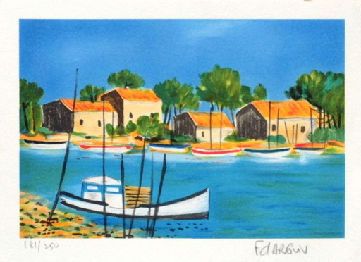 François D'ARGUIN Petite suite : Bassin d'Arcachon II Signed lithograph 1994