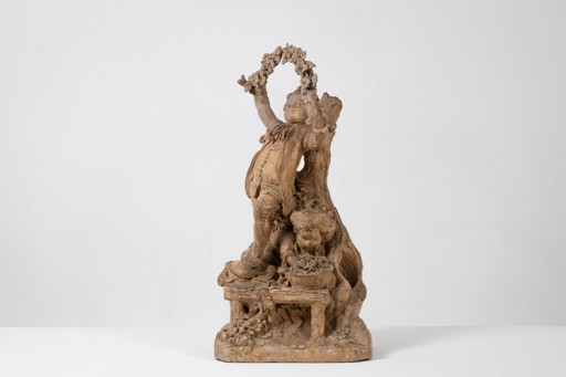Rococo style terracotta sculpture, Children and Flowers. Circa 1850. – beeldhouwkunst, Ceramic (photo 2 of 11)