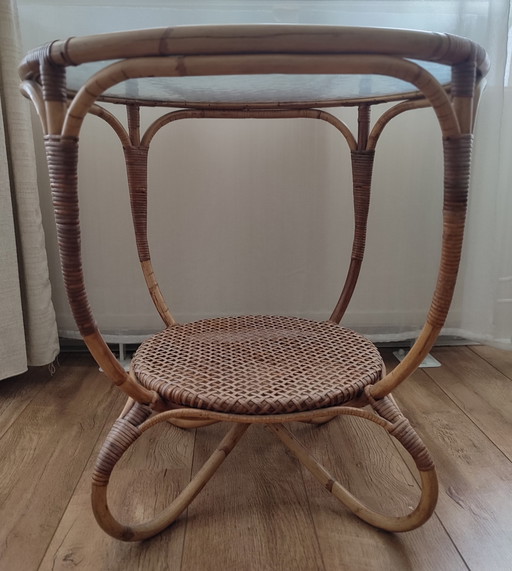 Rattan Table Table Rohe Noordwolde clouded glass
