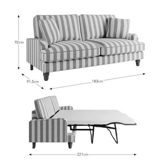 Image 1 of Striped Sofa Bed – Olive Green