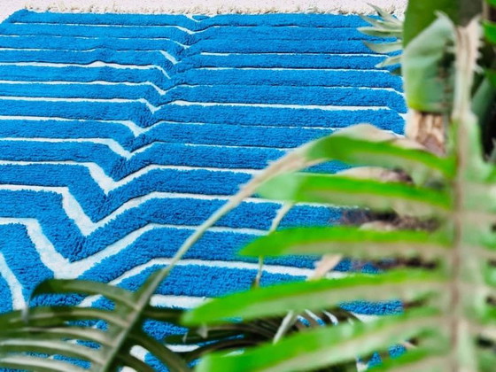 Alfombra marroquí Beni Ouraine hecha a mano, azul tradicional, tamaño 2/3 m – Aime Té, Wool (photo 8 of 9)