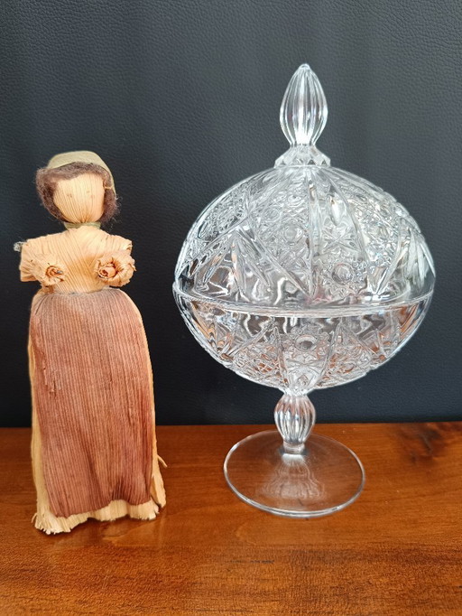 Antique carved wooden candy dish