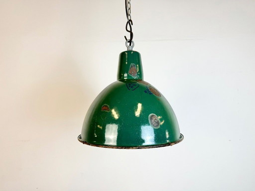 Industrial Green Enamel Factory Pendant Lamp, 1960s