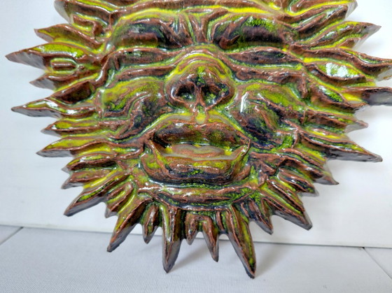 Vintage Ceramic Wall Plate Sun – Signed 70s/80s – Vintage Sun, Wall decoration (photo 4 of 9)