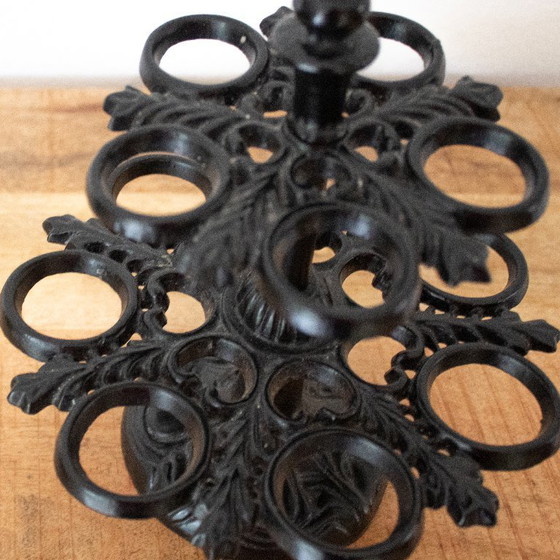 Image 1 of Vintage French Cast Iron Egg Stand with Rooster
