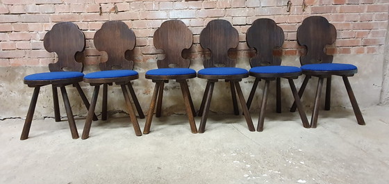 Image 1 of 6 brutalistische Manoir-Stühle mit großem Fuß