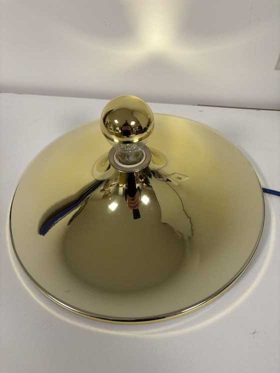 Image 1 of Large Vintage gold space age 60s saucer or disc wall lamp Egoluce Italy