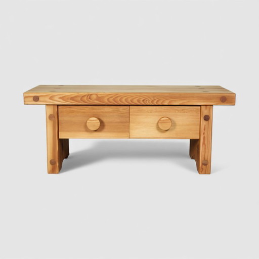 Vintage design pine hall bench