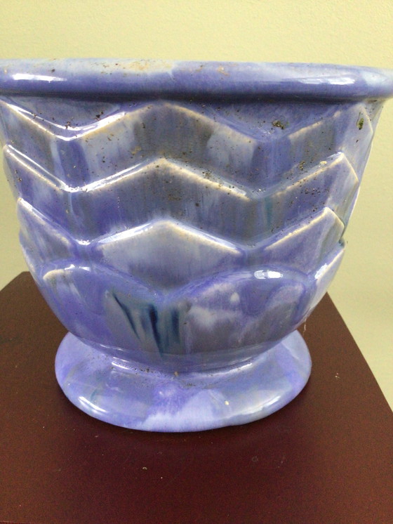 Image 1 of Vintage cache pot handgedraaid iriserend glazuur