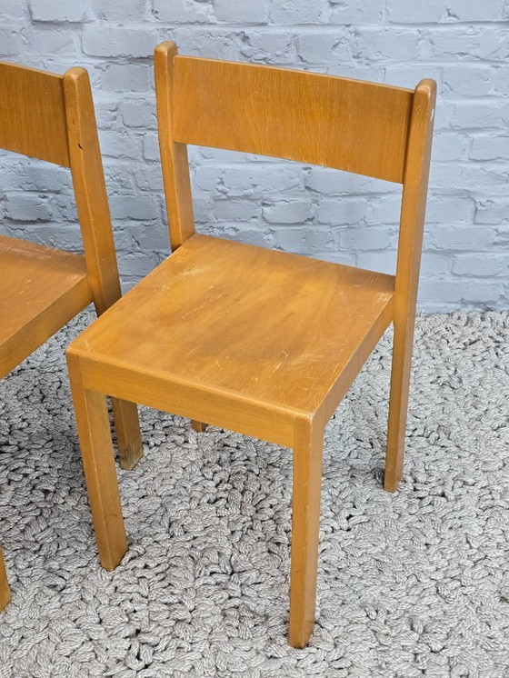 Image 1 of Sedie scolastiche impilabili in legno dal design vintage scandinavo per bambini, set da 4