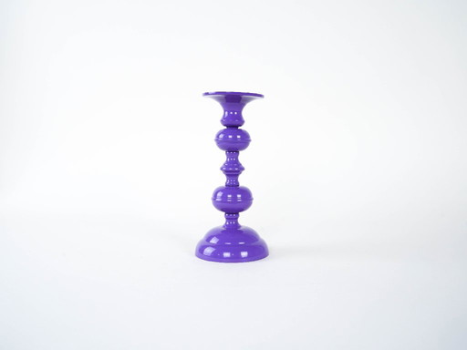 Purple metal candlestick, Danish design, 1970s, made in Denmark