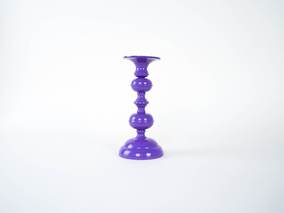 Image 1 of Purple metal candlestick, Danish design, 1970s, made in Denmark