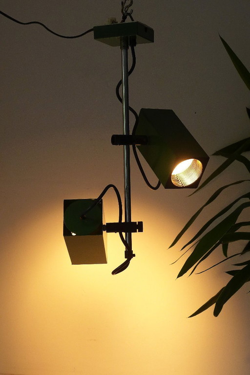 Vintage Hängelampe Deckenlampe 2 Spot Philips NPD 69 Lampe Grün – plafondlampen, Metal (photo 2 of 9)
