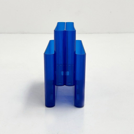 Lucite Blue Magazine Rack by Giotto Stoppino for Kartell, 1970s
