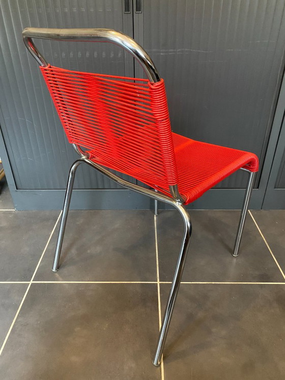 Vintage 1960 red chrome scoubidou or spaghetti chair – Dining chairs, Plastic (photo 5 of 20)