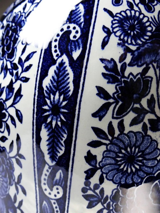 Large covered vase Boch Holland Royal Sphinx in Delft blue earthenware. – Porcelain, Vintage (photo 14 of 14)