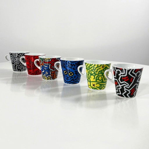 Set of 6 Keith Haring Coffee Cups from Tognana, 1990s