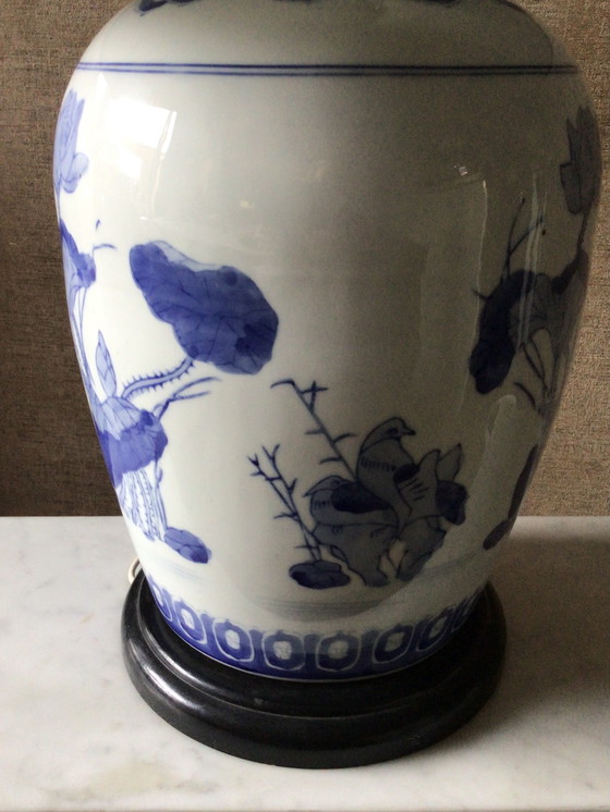 Image 1 of Large Vintage Chinese Lamp Made of Old Ginger Jar