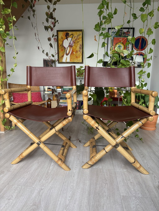 Par de sillas de director Lyda Levi McGuire en cuero