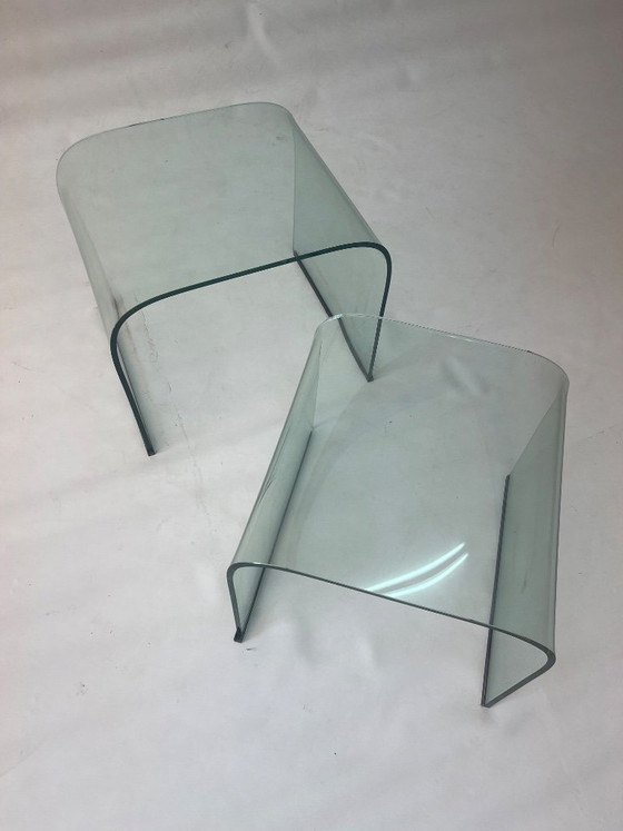 Par de mesitas auxiliares de cristal Fiam, Italia, década de 1980. – Mesas auxiliares, Glass (photo 4 of 6)
