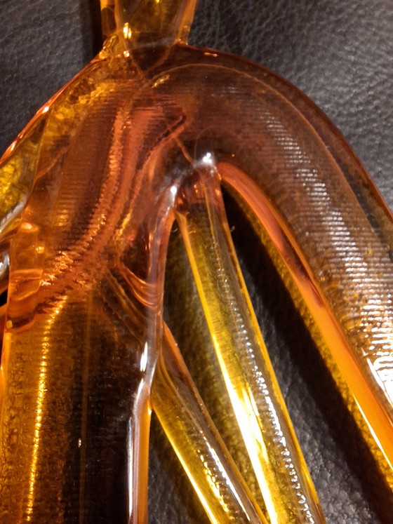 Image 1 of Grand attrape-soleil en verre d'art Bergdala (Suède) de 33 cm, par Elving Conradsson - Corde bleue d'origine