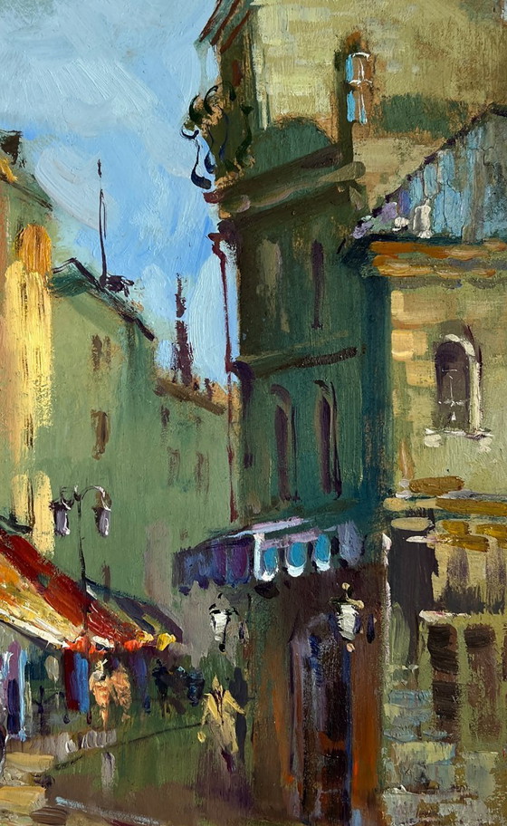 Image 1 of Original Oil Painting Old City Landscape Shadows of Old Venice