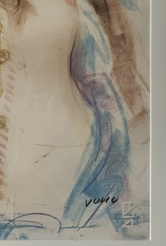 Image 1 of Mixed media painting by J. Vulic 50x70cm, Gypsy in frame, figurative