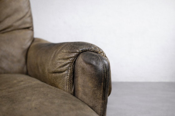 Image 1 of Vintage Mid-Century German Modern Brown Leather Lounge Swivel Chair from Musterring, 1960s