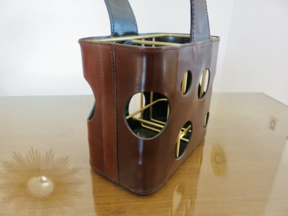 Image 1 of Porte bouteilles en cuir attribué à Jacques Adnet pour les Cognacs J & F Martell, France, 1950