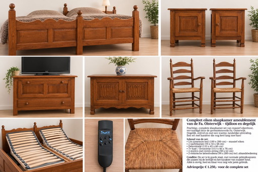Complete Massief Eiken Slaapkamer Oisterwijk – tweepersoonsbedden, Wood