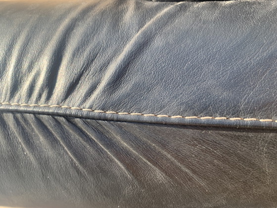Image 1 of Piumotto-Sessel mit originalem Hocker - Arrigo Arrigoni für Busnelli - Schwarzes Leder, 1970er Jahre